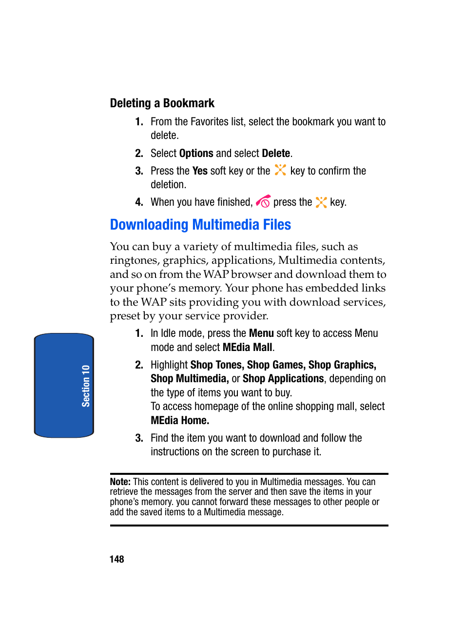 Downloading multimedia files | Samsung SEGD357MSACIN User Manual | Page 152 / 210