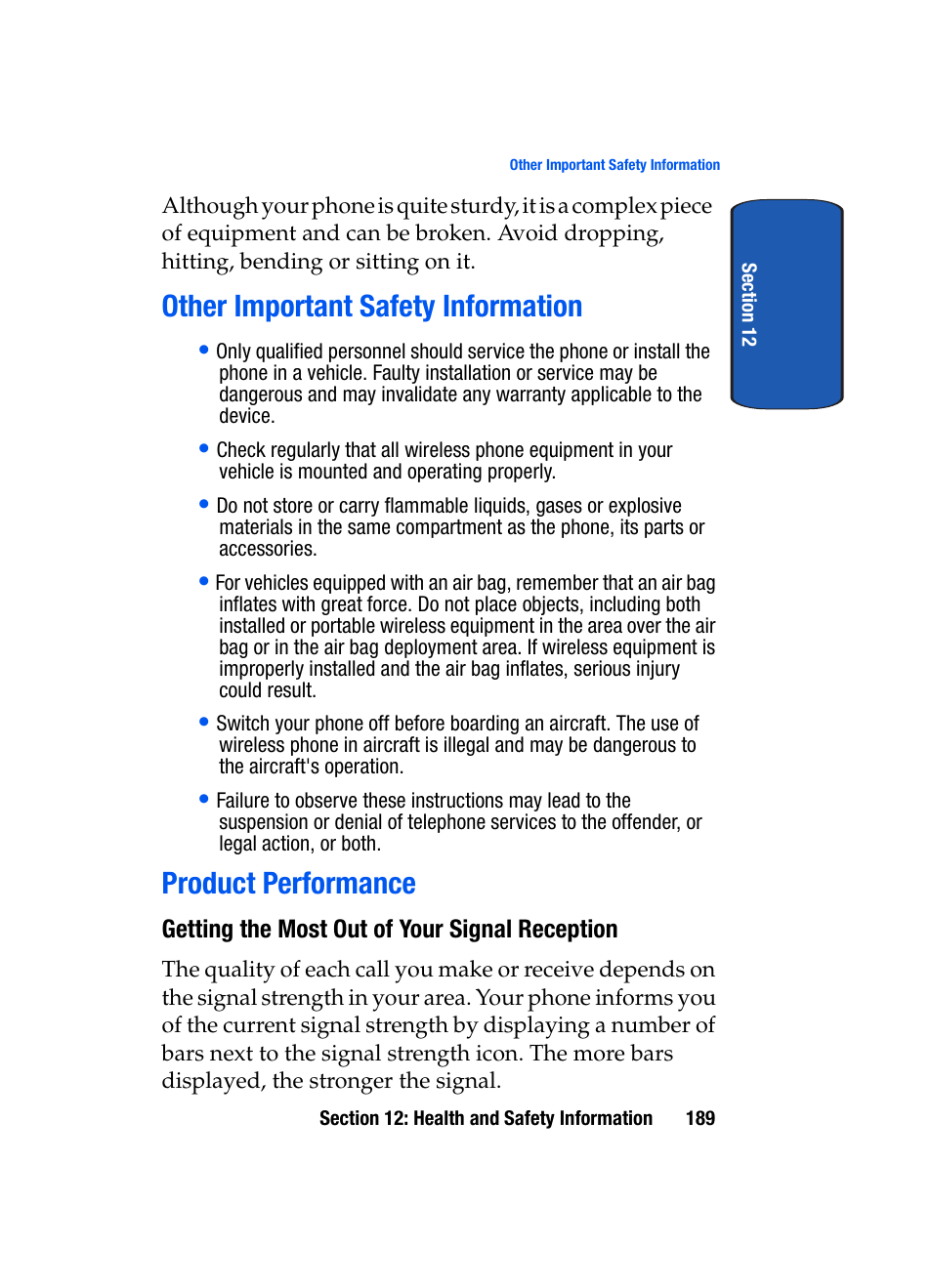 Other important safety information, Product performance | Samsung SEGD357MSACIN User Manual | Page 193 / 210