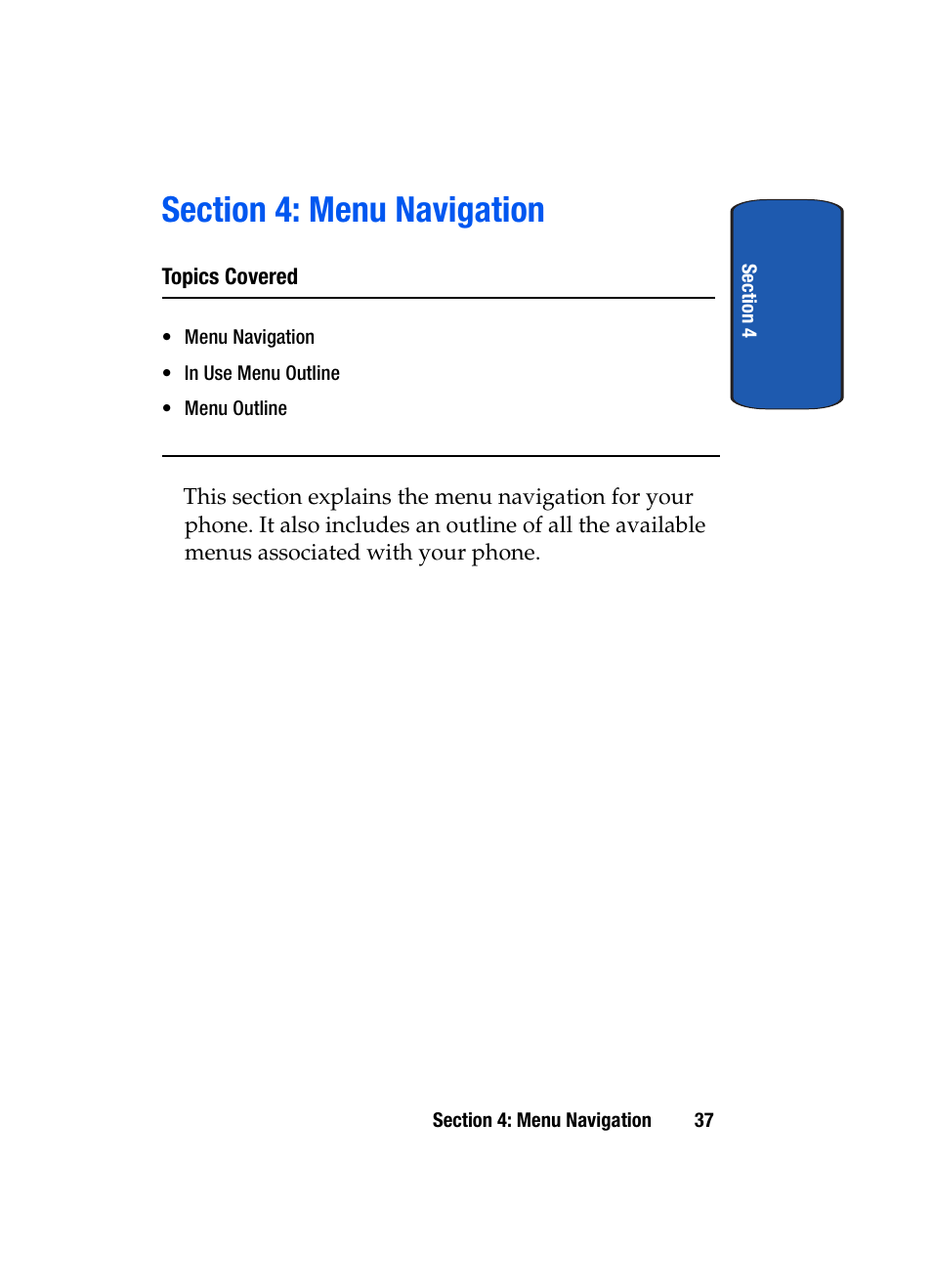 Section 4: menu navigation | Samsung SEGD357MSACIN User Manual | Page 41 / 210