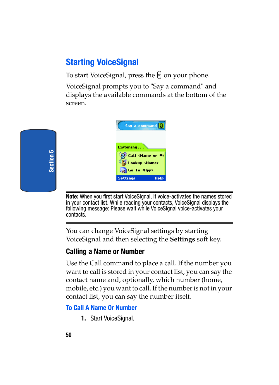 Starting voicesignal | Samsung SEGD357MSACIN User Manual | Page 54 / 210