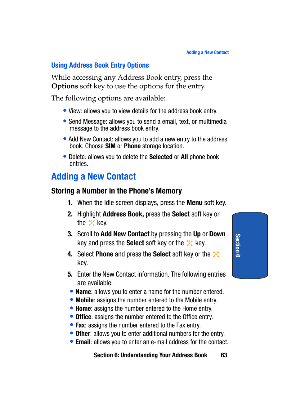 Adding a new contact | Samsung SEGD357MSACIN User Manual | Page 67 / 210
