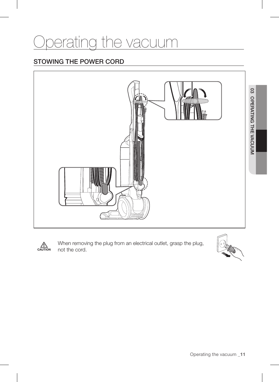 Operating the vacuum | Samsung VU12F40SBBT-AA User Manual | Page 11 / 84