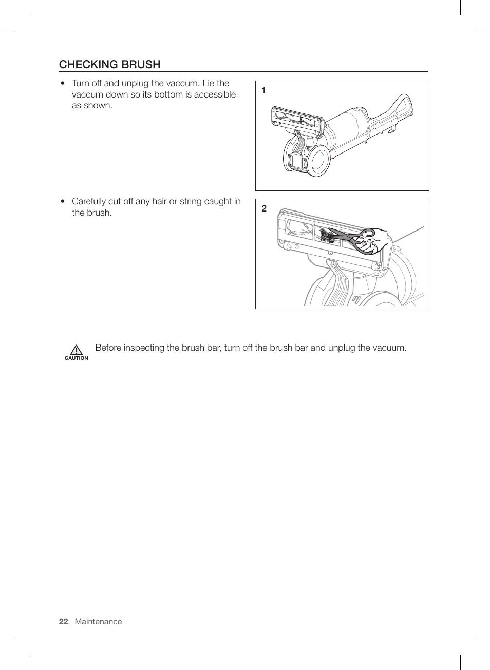 Checking brush | Samsung VU12F40SBBT-AA User Manual | Page 22 / 84