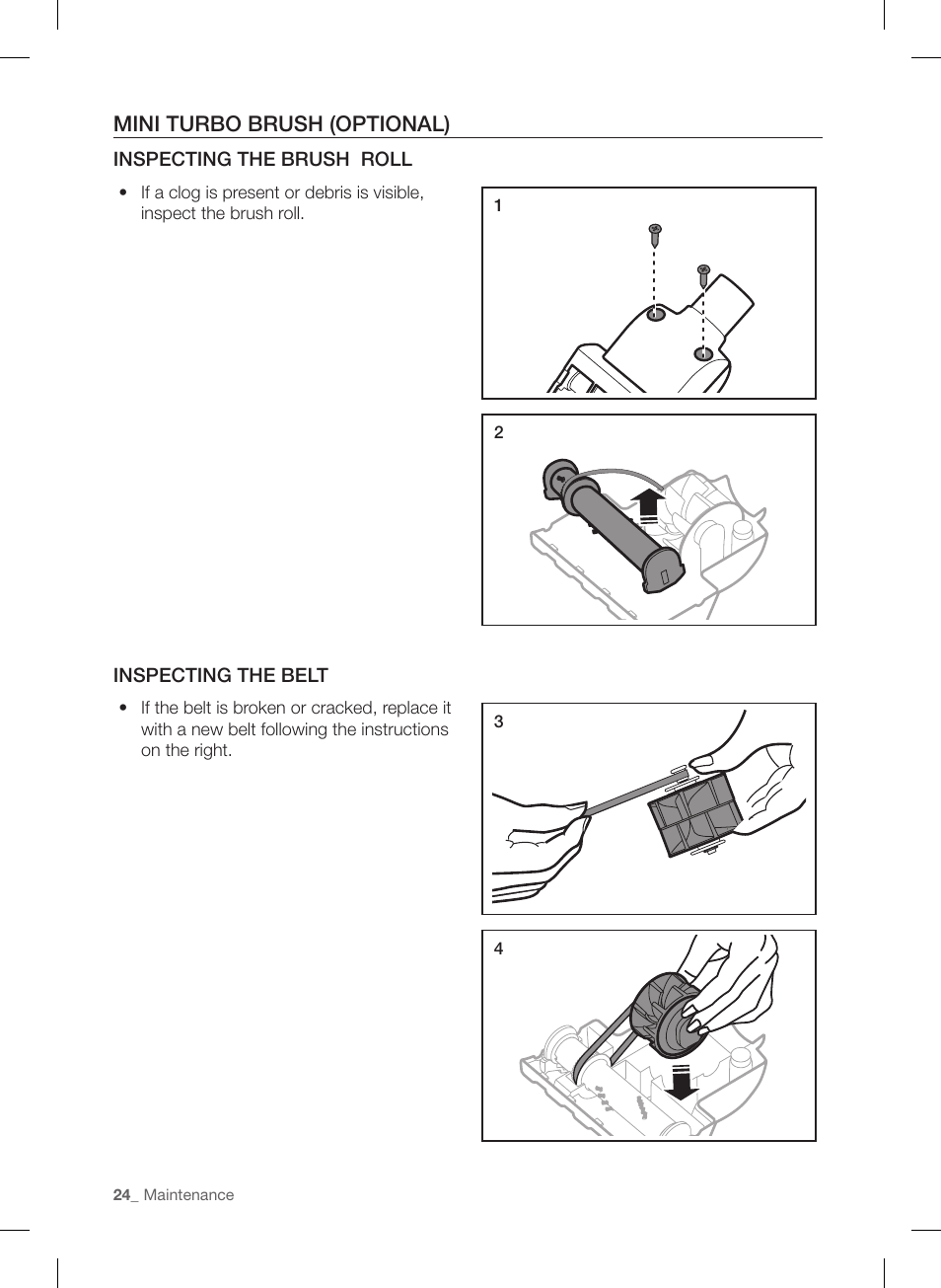 Mini turbo brush (optional) | Samsung VU12F40SBBT-AA User Manual | Page 24 / 84