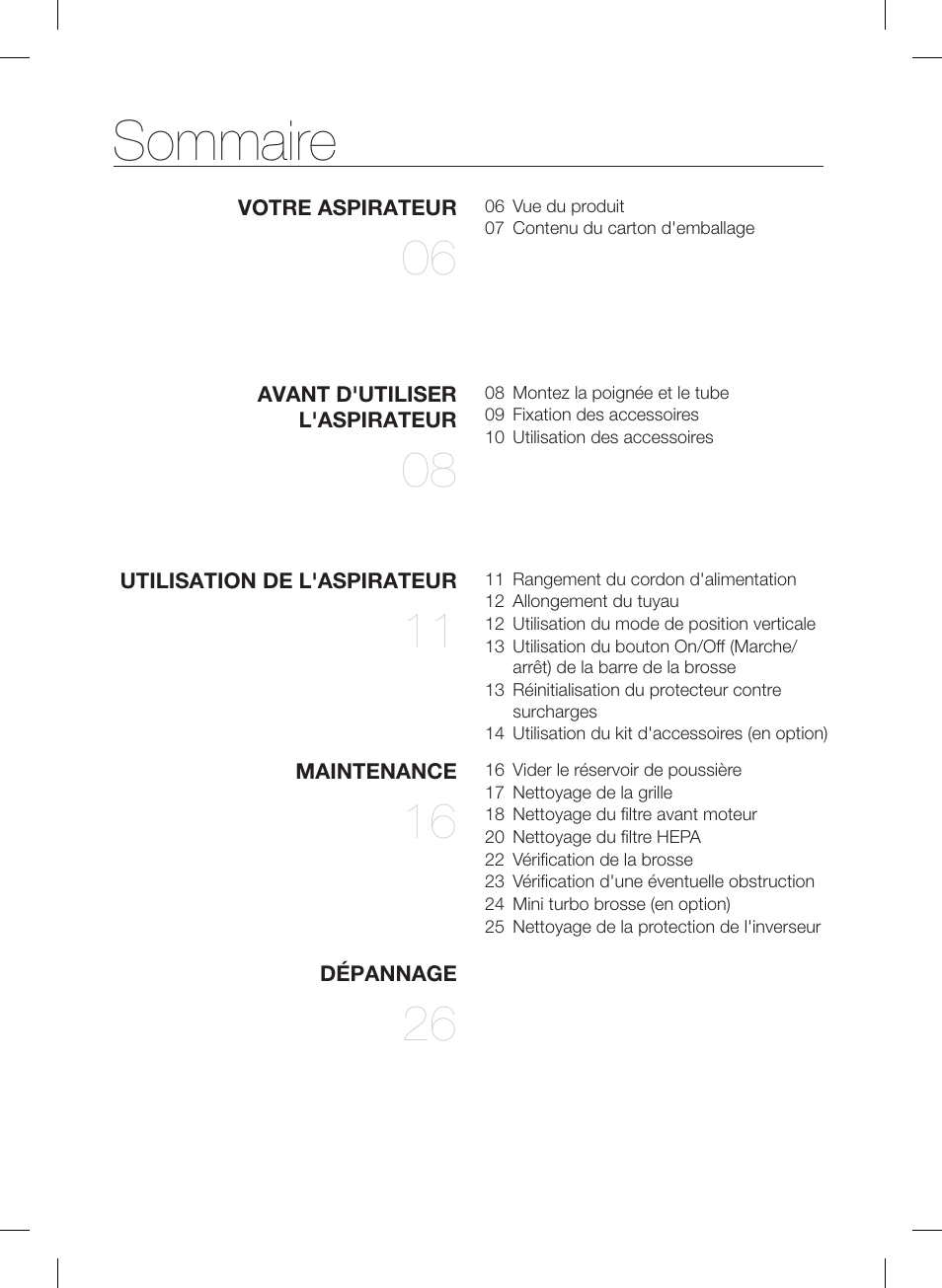 Sommaire | Samsung VU12F40SBBT-AA User Manual | Page 30 / 84