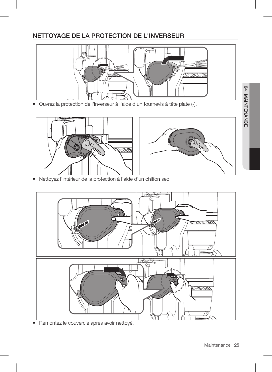 Nettoyage de la protection de l'inverseur | Samsung VU12F40SBBT-AA User Manual | Page 53 / 84