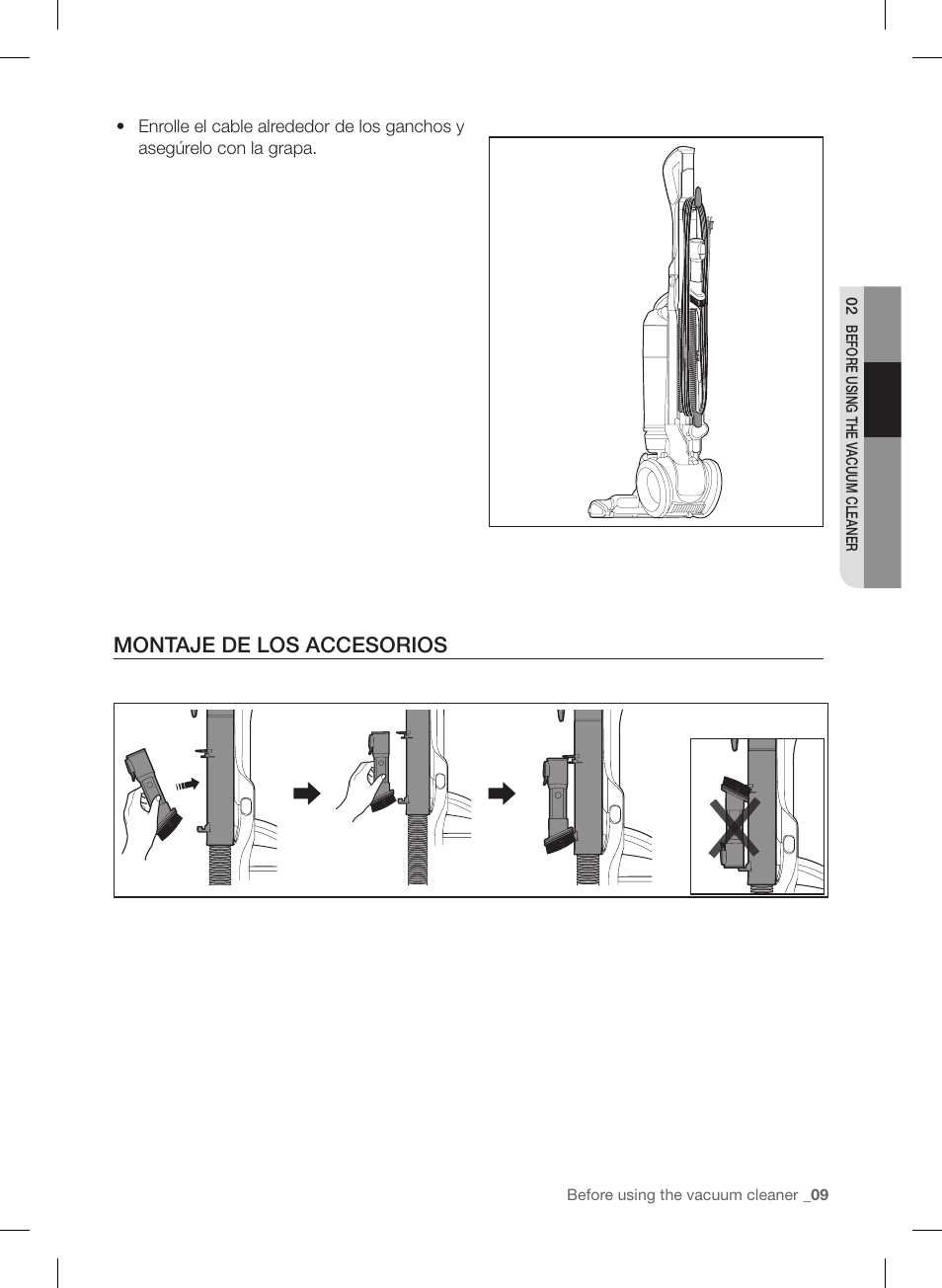 Montaje de los accesorios | Samsung VU12F40SBBT-AA User Manual | Page 65 / 84