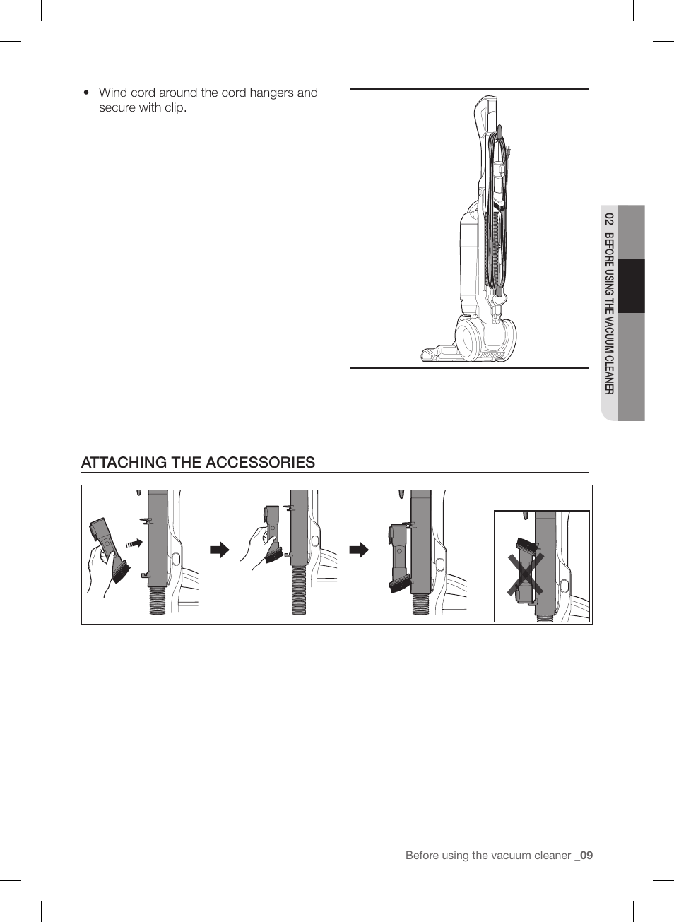 Attaching the accessories | Samsung VU12F40SBBT-AA User Manual | Page 9 / 84