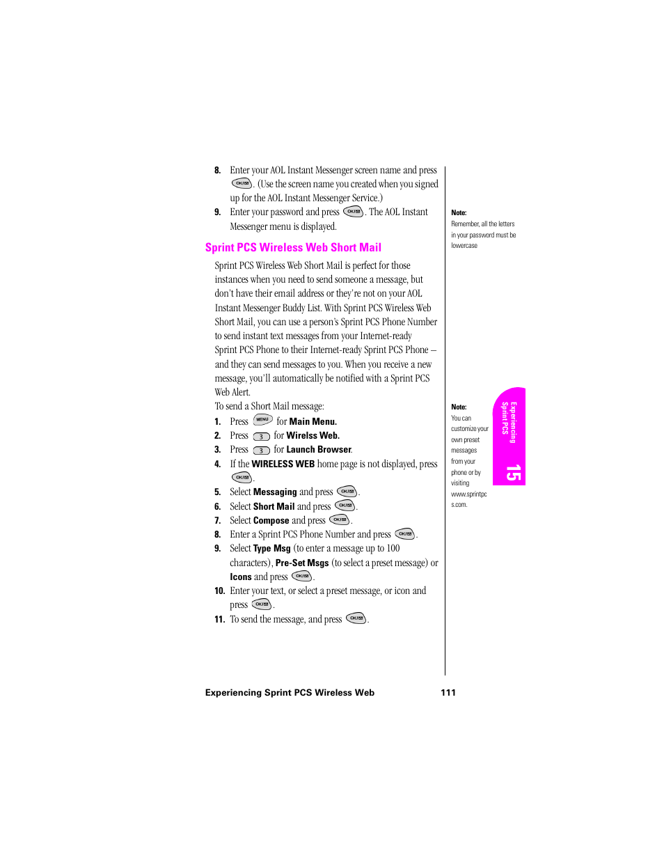 Sprint pcs wireless web short mail | Samsung SPH-N300NS-XAR User Manual | Page 111 / 163