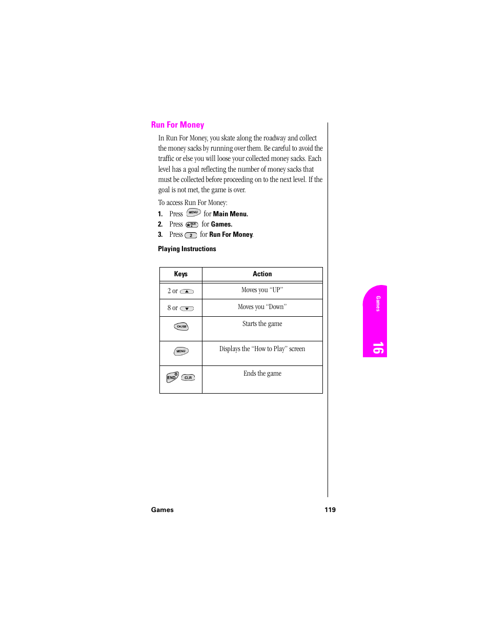 Run for money, Playing instructions | Samsung SPH-N300NS-XAR User Manual | Page 119 / 163