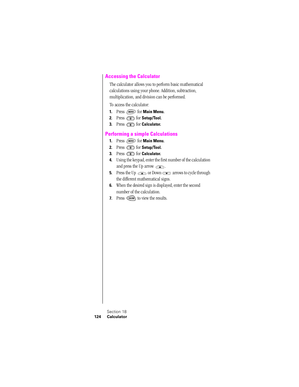 Accessing the calculator, Performing a simple calculations | Samsung SPH-N300NS-XAR User Manual | Page 124 / 163