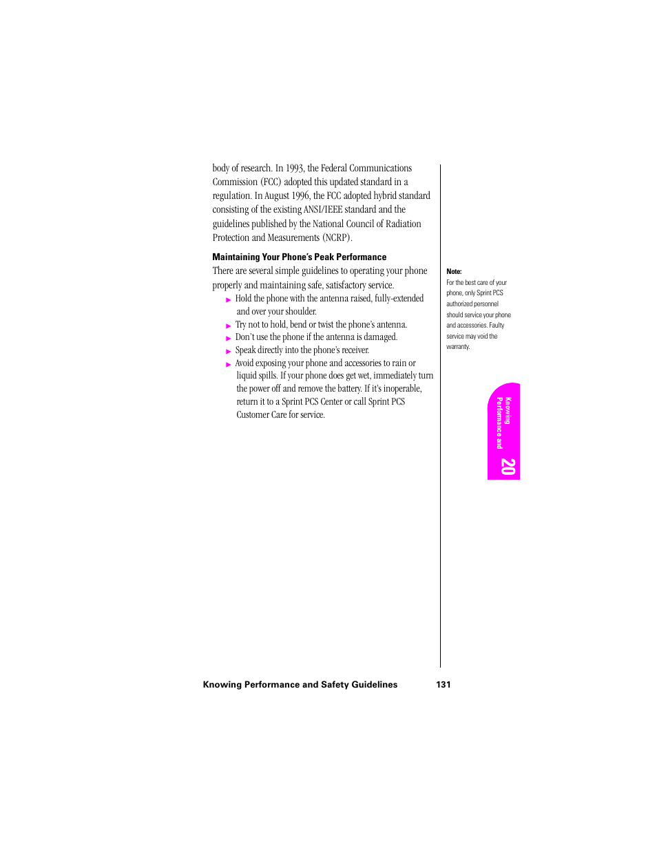 Maintaining your phone’s peak performance | Samsung SPH-N300NS-XAR User Manual | Page 131 / 163