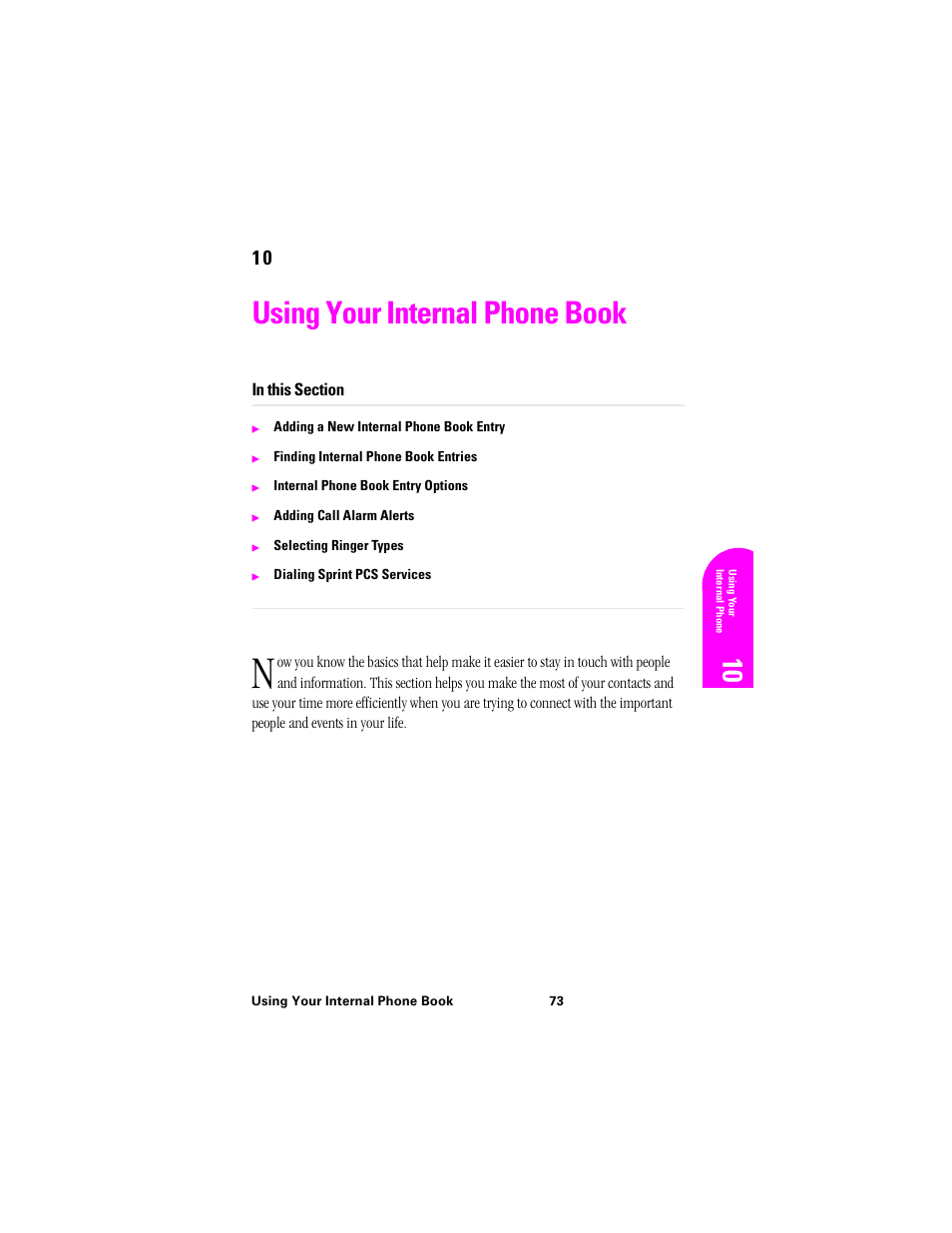 Using your internal phone book | Samsung SPH-N300NS-XAR User Manual | Page 73 / 163
