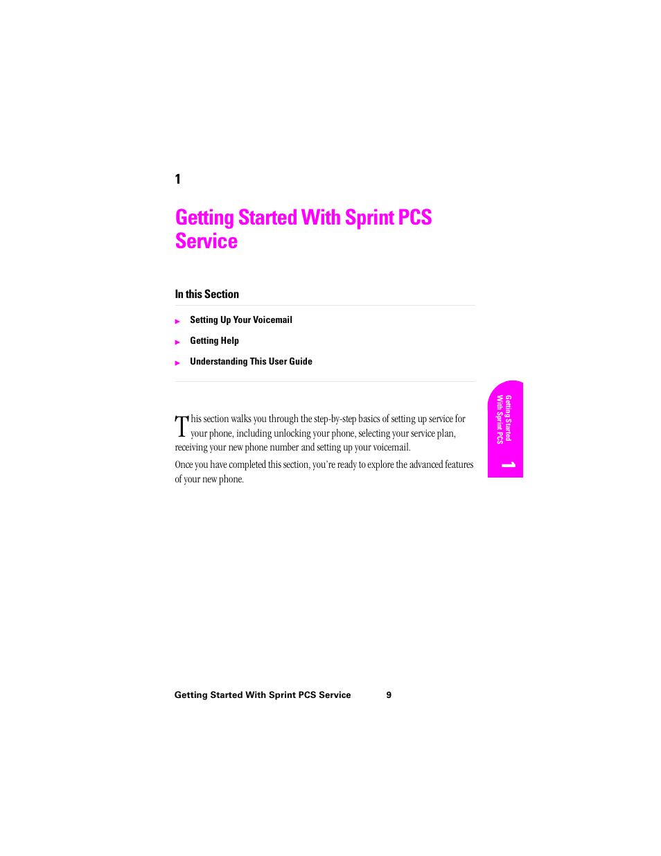 Getting started with sprint pcs service | Samsung SPH-N300NS-XAR User Manual | Page 9 / 163