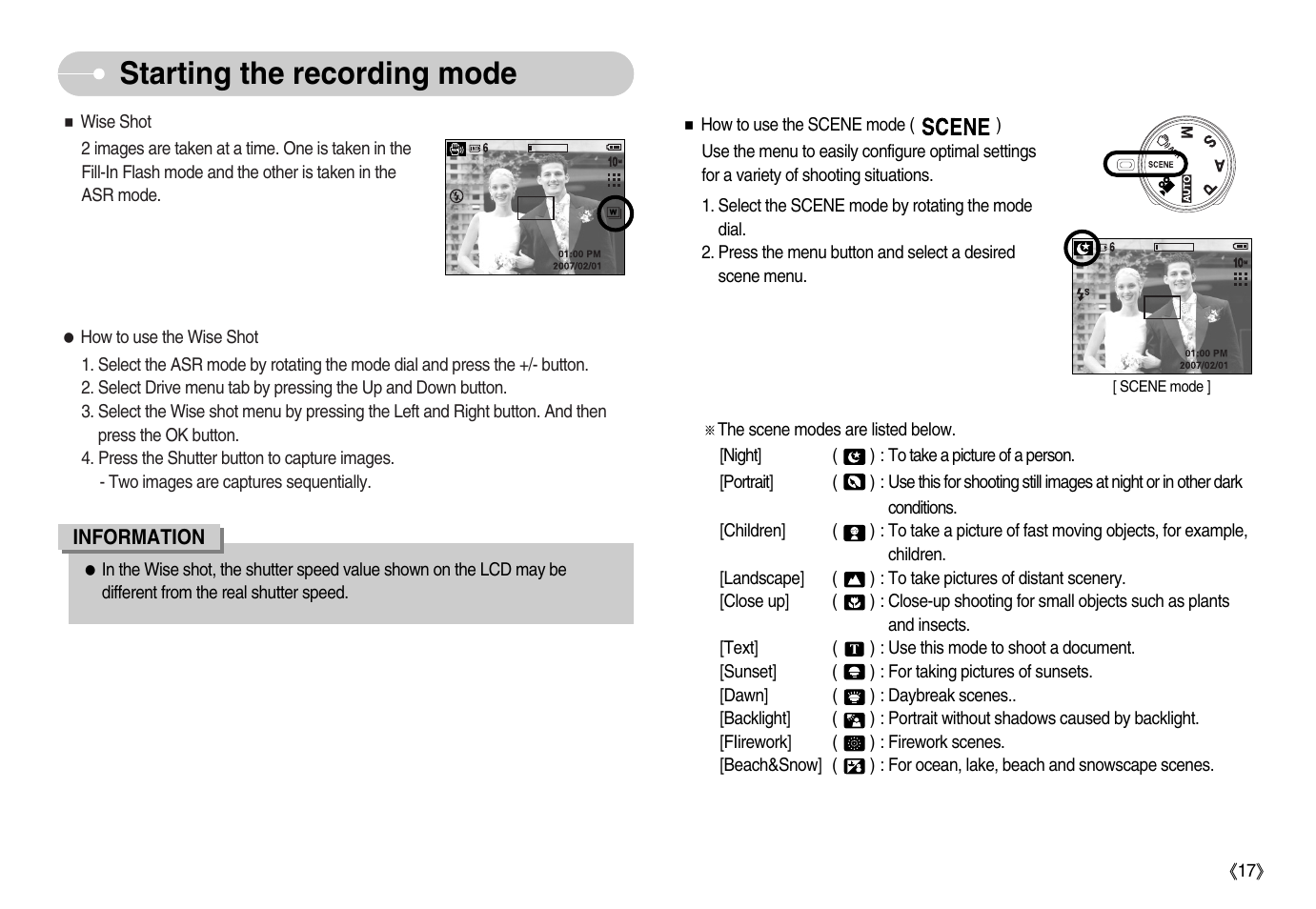 Starting the recording mode | Samsung EC-S1050BDA-AS User Manual | Page 18 / 102