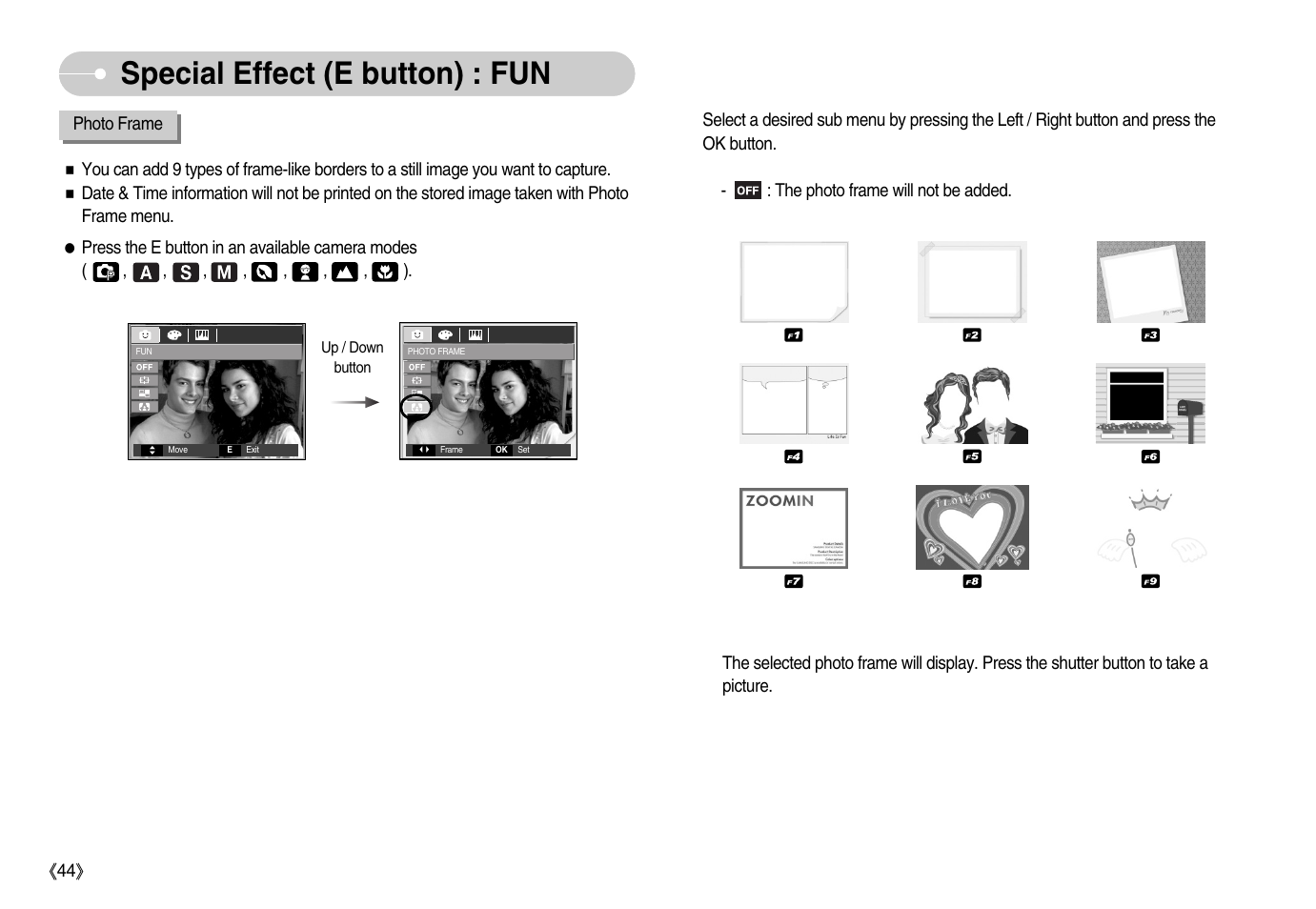 Special effect (e button) : fun | Samsung EC-S1050BDA-AS User Manual | Page 45 / 102