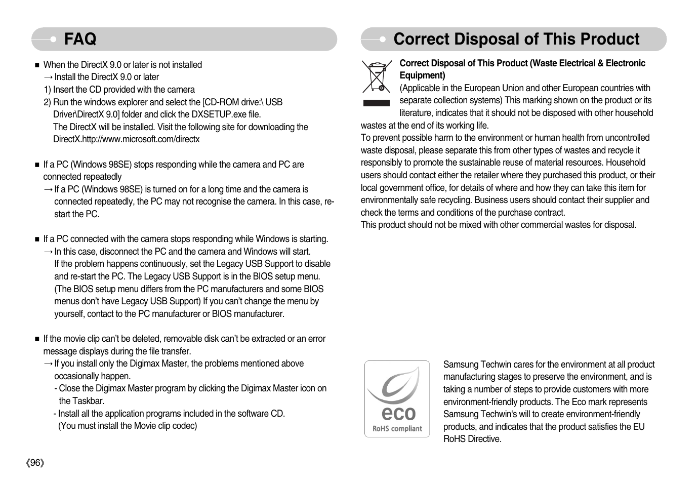 Correct disposal of this product | Samsung EC-S1050BDA-AS User Manual | Page 97 / 102