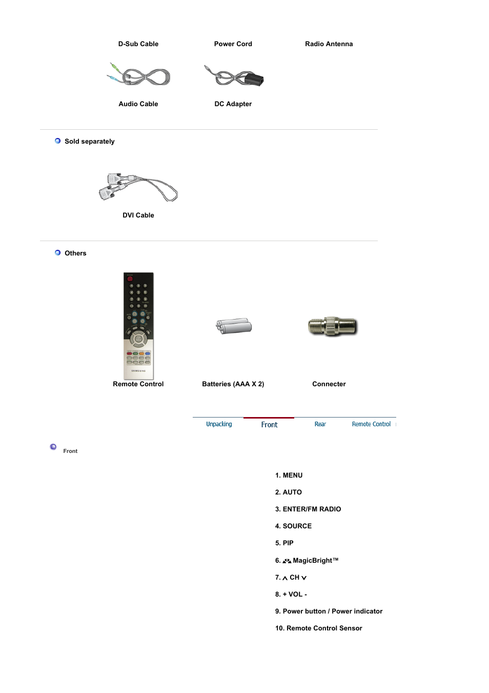 Front | Samsung LS19RTUSSZ-XAZ User Manual | Page 11 / 56