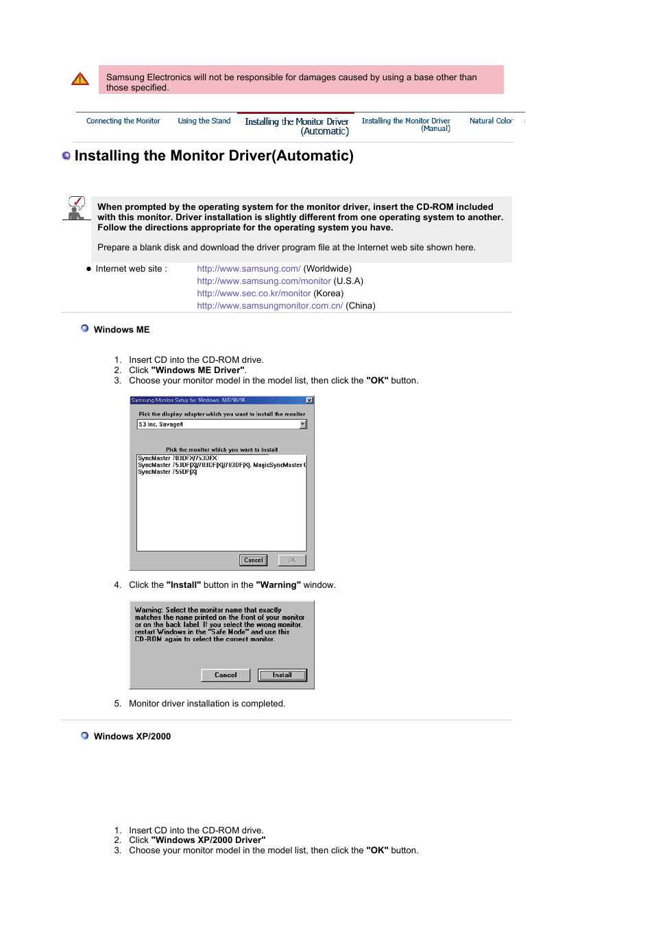 Installing the monitor driver (auto), Installing the monitor driver(automatic) | Samsung LS19RTUSSZ-XAZ User Manual | Page 24 / 56
