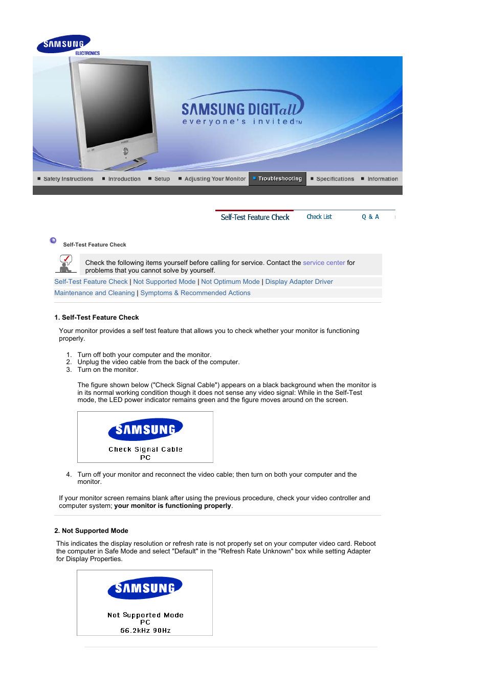 Troubleshooting, Self-test feature check | Samsung LS19RTUSSZ-XAZ User Manual | Page 39 / 56