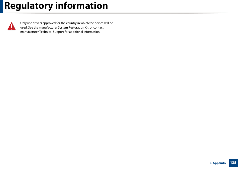 Regulatory information | Samsung SL-M2875FD-XAA User Manual | Page 135 / 324
