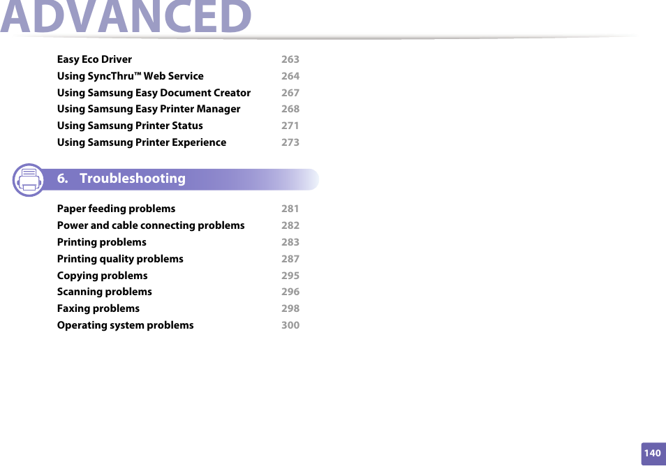 Advanced | Samsung SL-M2875FD-XAA User Manual | Page 140 / 324