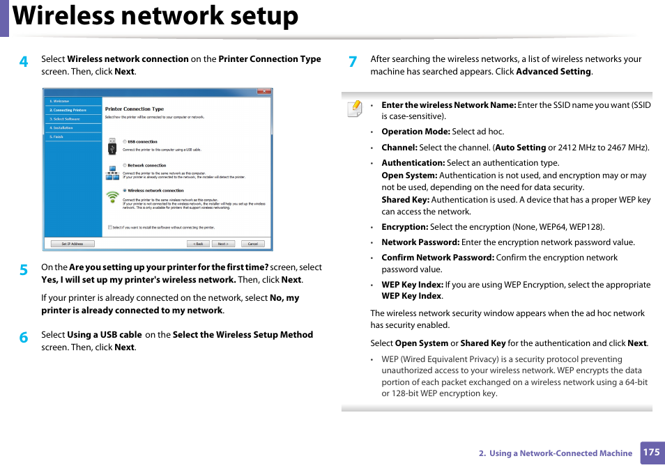 Wireless network setup | Samsung SL-M2875FD-XAA User Manual | Page 175 / 324