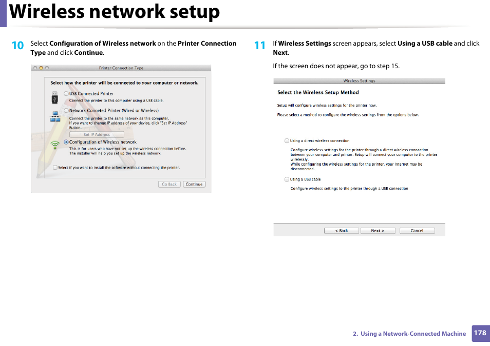 Wireless network setup | Samsung SL-M2875FD-XAA User Manual | Page 178 / 324