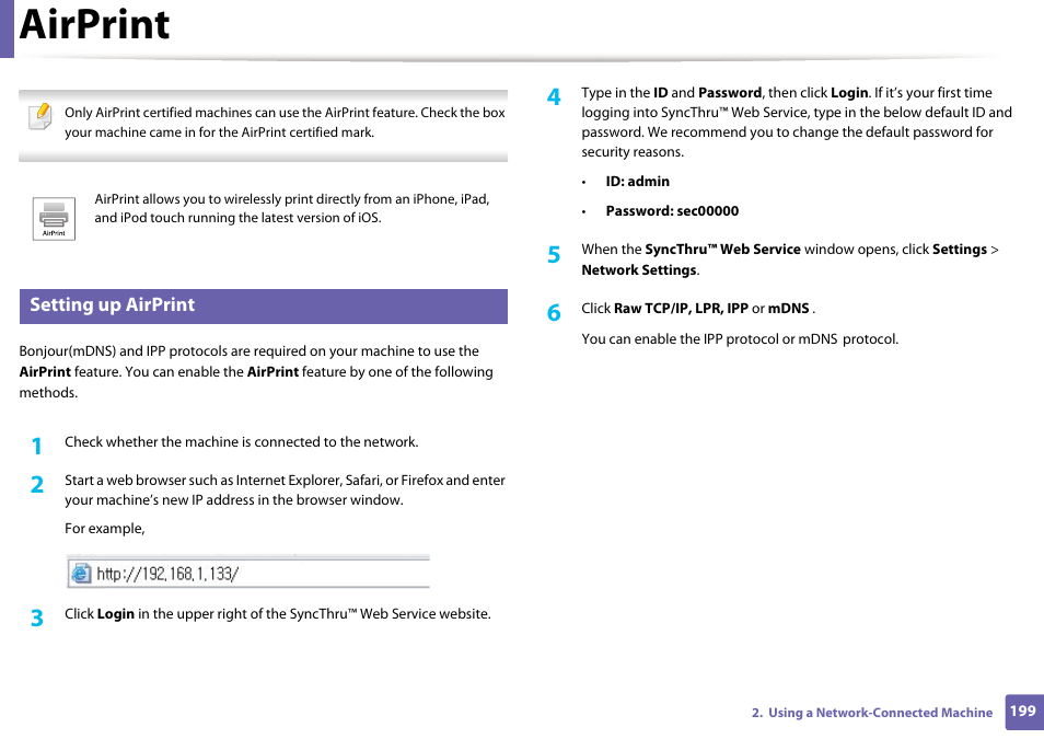 Airprint | Samsung SL-M2875FD-XAA User Manual | Page 199 / 324
