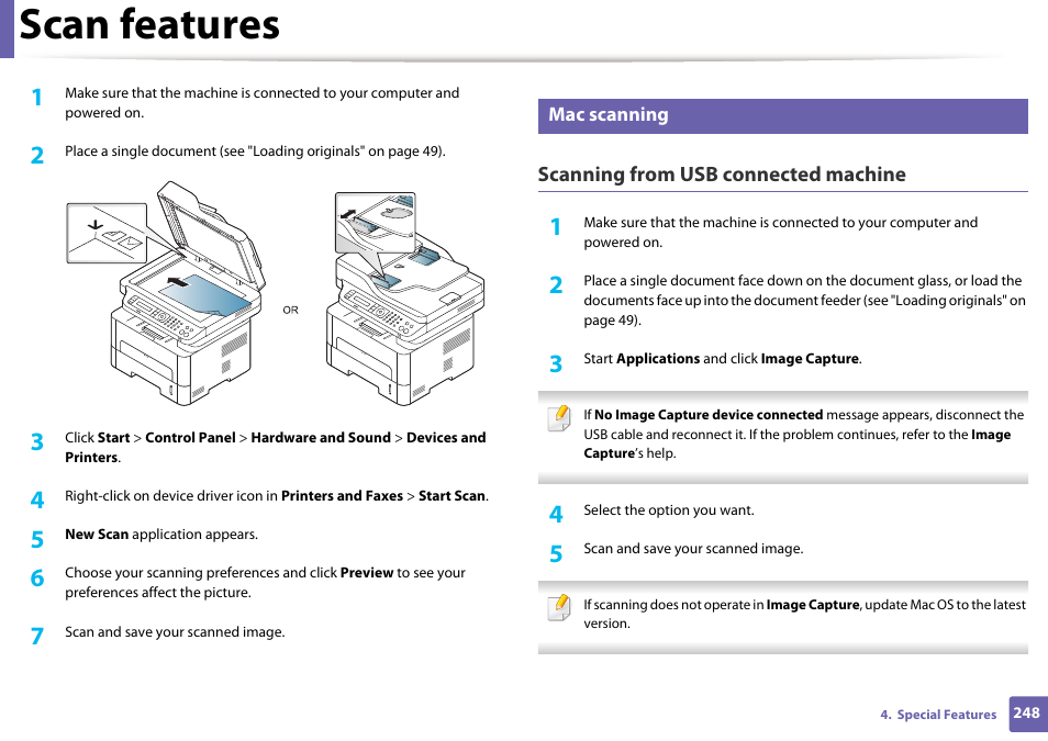 Scan features | Samsung SL-M2875FD-XAA User Manual | Page 248 / 324