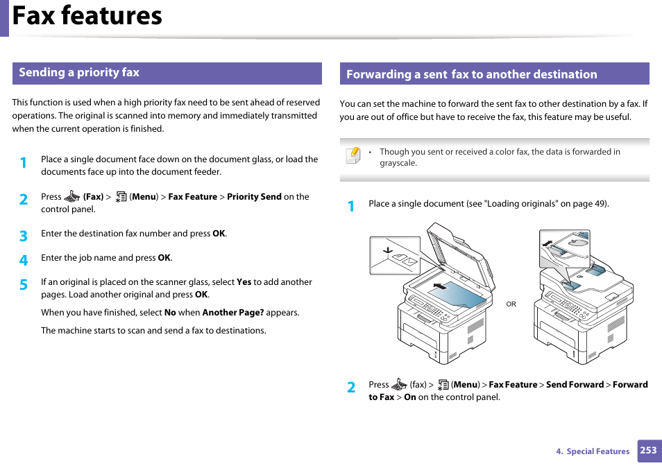Fax features | Samsung SL-M2875FD-XAA User Manual | Page 253 / 324