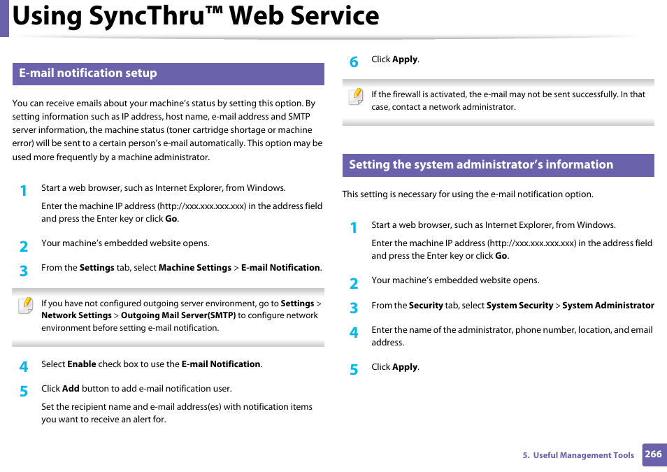 Using syncthru™ web service | Samsung SL-M2875FD-XAA User Manual | Page 266 / 324