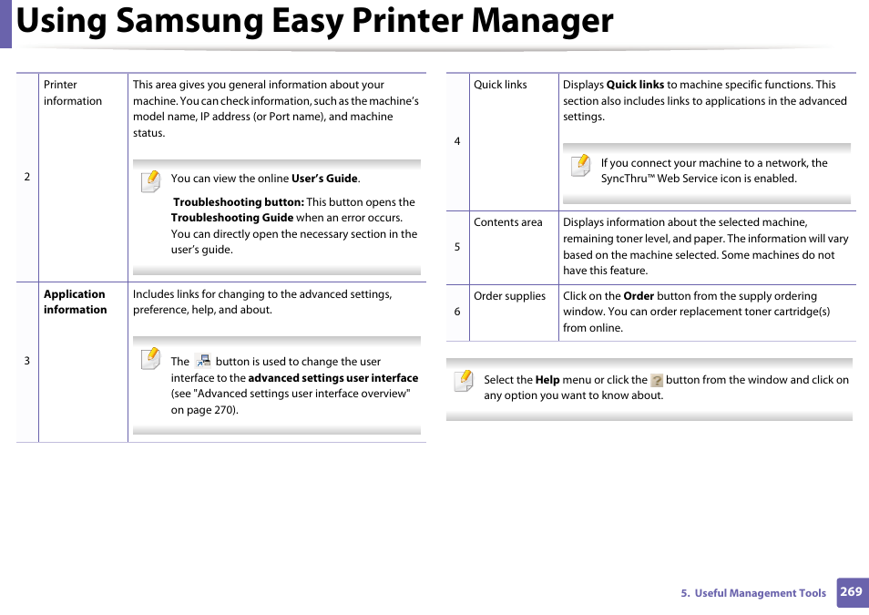 Using samsung easy printer manager | Samsung SL-M2875FD-XAA User Manual | Page 269 / 324