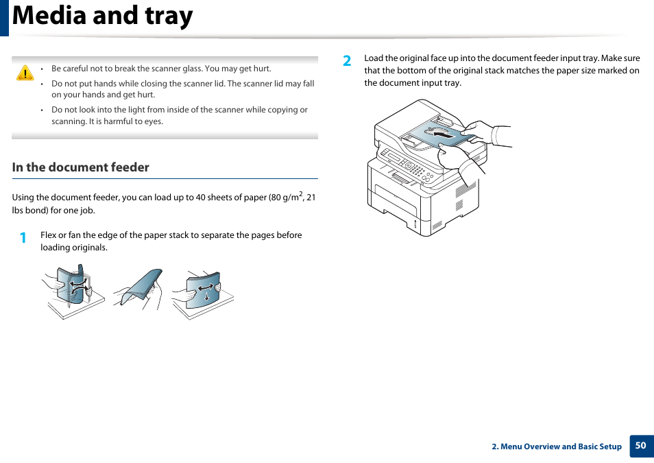 Media and tray | Samsung SL-M2875FD-XAA User Manual | Page 50 / 324