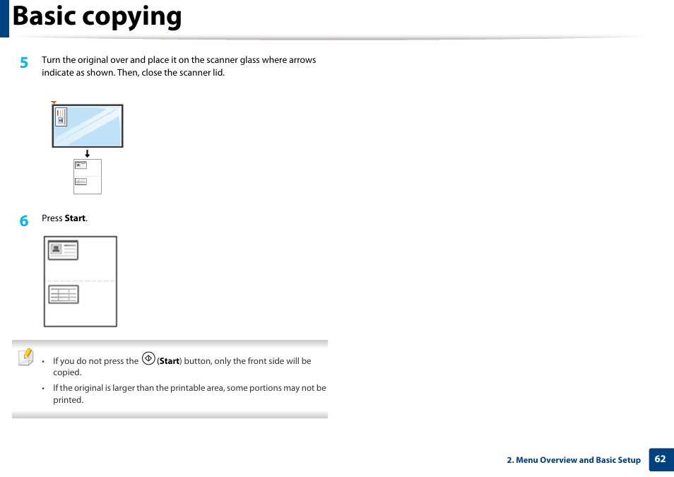 Basic copying | Samsung SL-M2875FD-XAA User Manual | Page 62 / 324
