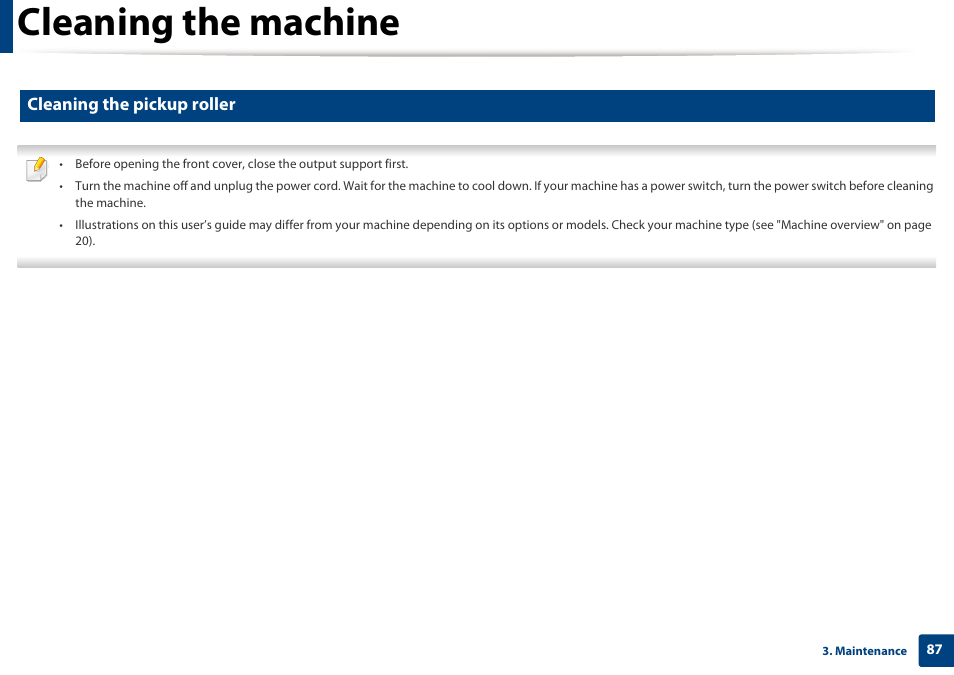 Cleaning the machine, Cleaning the pickup roller | Samsung SL-M2875FD-XAA User Manual | Page 87 / 324