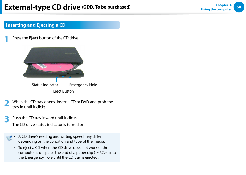 External-type cd drive | Samsung NP540U4E-K01US User Manual | Page 59 / 147