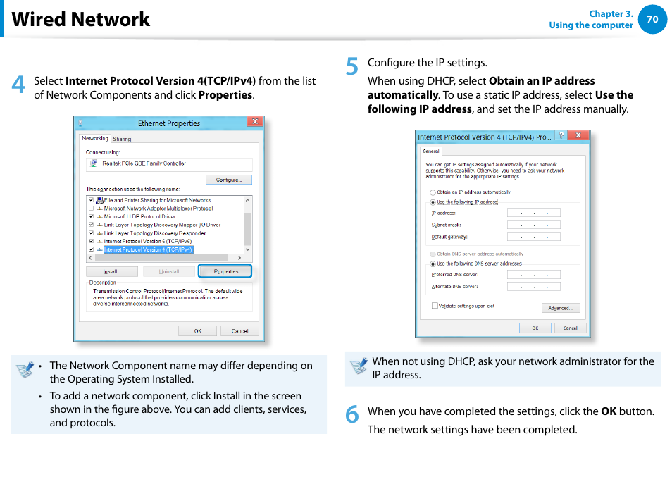 Wired network | Samsung NP540U4E-K01US User Manual | Page 71 / 147