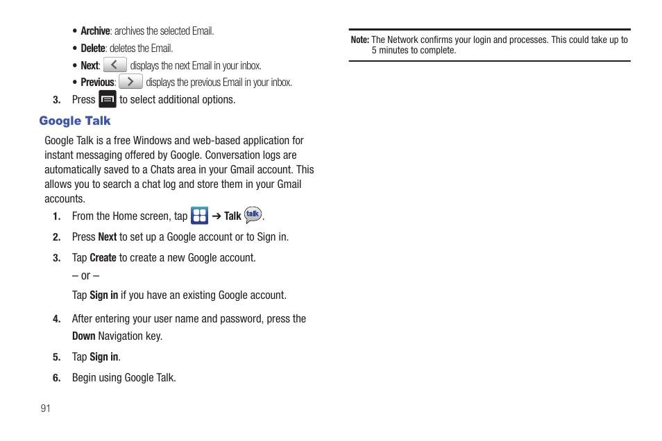 Google talk | Samsung SGH-I927ZKAATT User Manual | Page 96 / 197