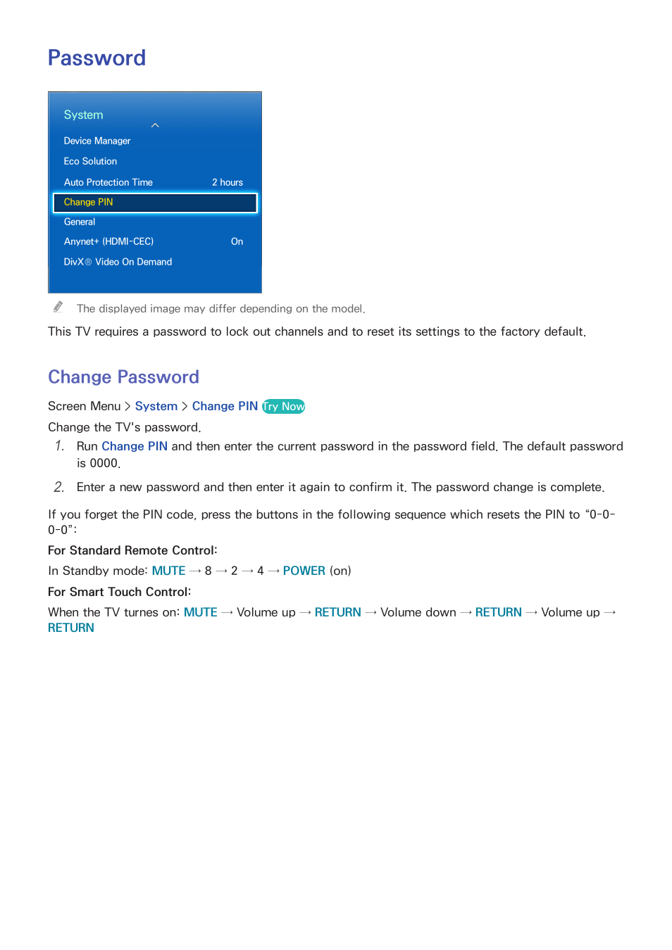 Password, 95 change password, Change password | Samsung UN60F6350AFXZA User Manual | Page 102 / 170