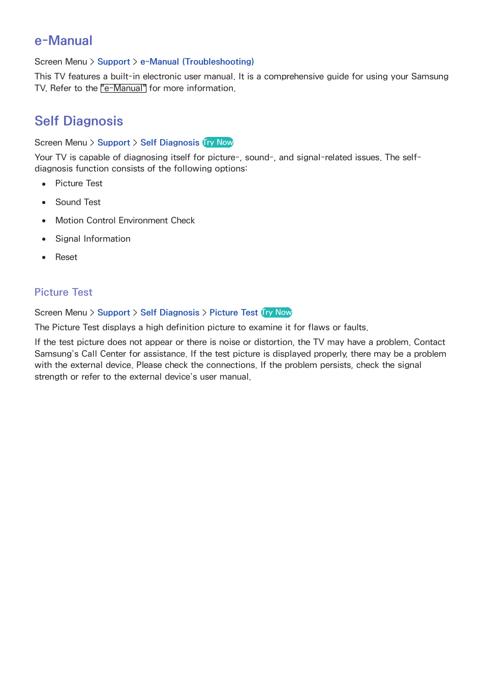 134 e-manua, 134 self diagnosis, E-manual | Self diagnosis | Samsung UN60F6350AFXZA User Manual | Page 141 / 170