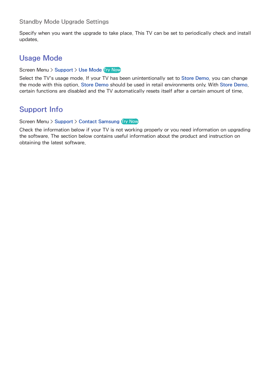 137 usage mode, 137 support info, Usage mode | Support info | Samsung UN60F6350AFXZA User Manual | Page 144 / 170