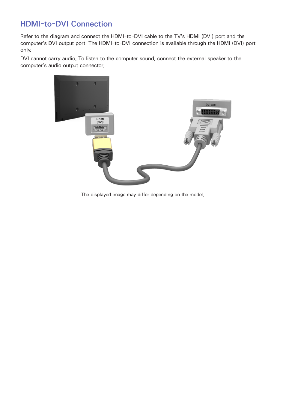 Hdmi-to-dvi connection | Samsung UN60F6350AFXZA User Manual | Page 16 / 170