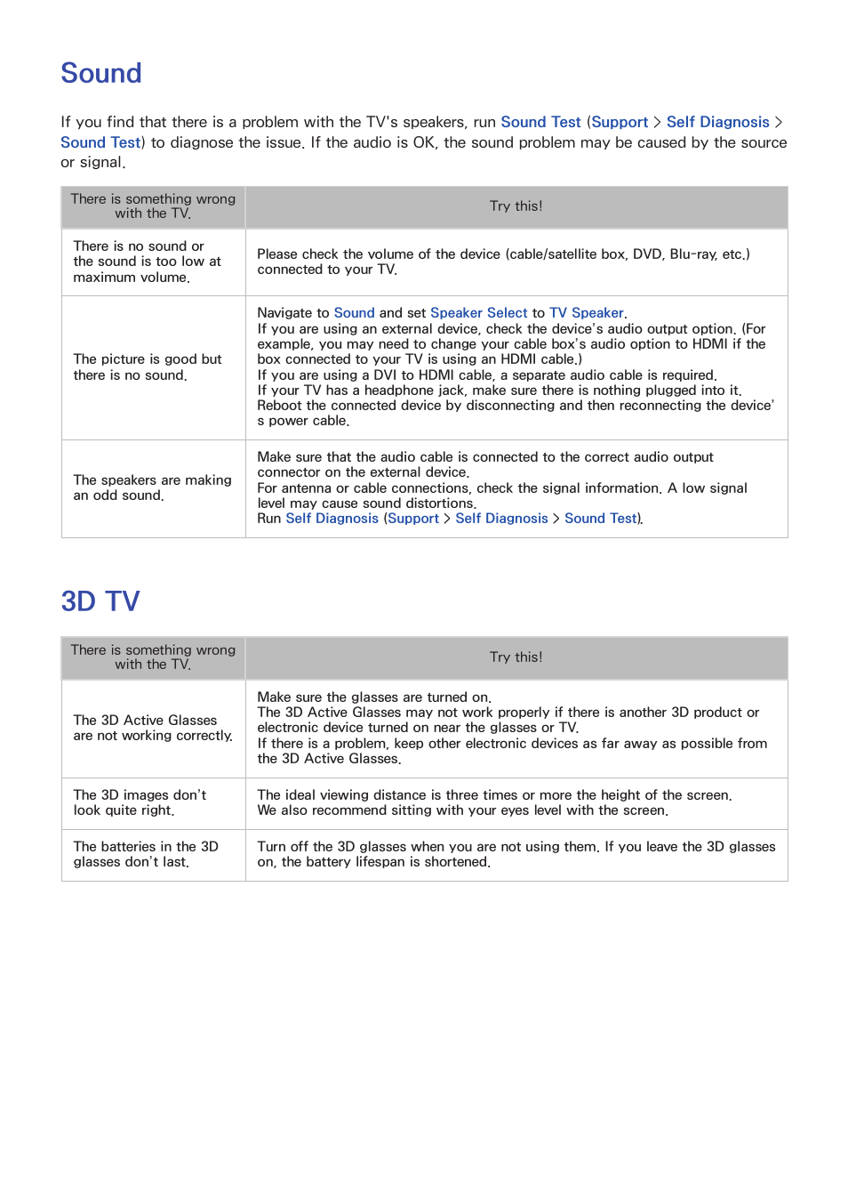 3d tv, Sound | Samsung UN60F6350AFXZA User Manual | Page 163 / 170