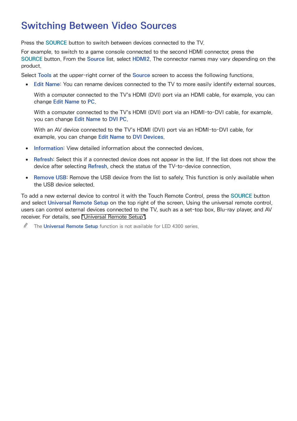 Switching between video sources | Samsung UN60F6350AFXZA User Manual | Page 17 / 170