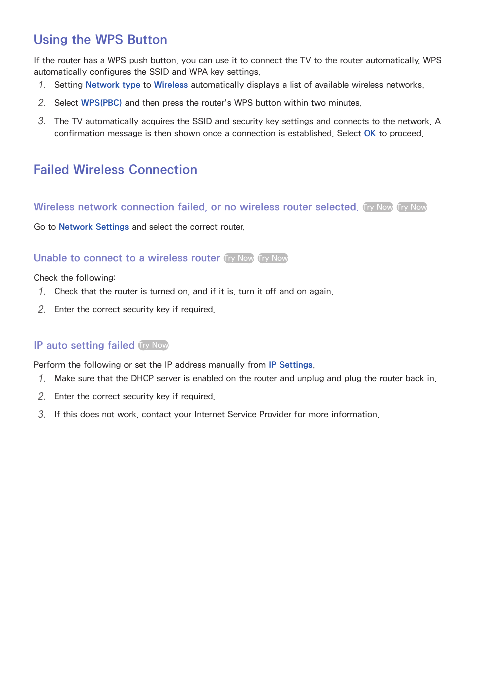 28 using the wps button, 28 failed wireless connection, Using the wps button | Failed wireless connection | Samsung UN60F6350AFXZA User Manual | Page 35 / 170