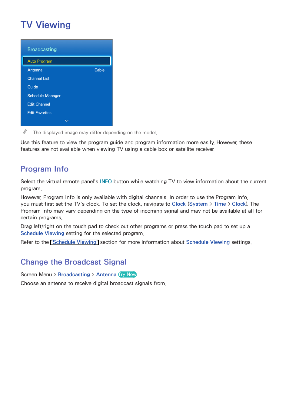 Tv viewing, 62 program info, 62 change the broadcast signal | Program info, Change the broadcast signal | Samsung UN60F6350AFXZA User Manual | Page 69 / 170