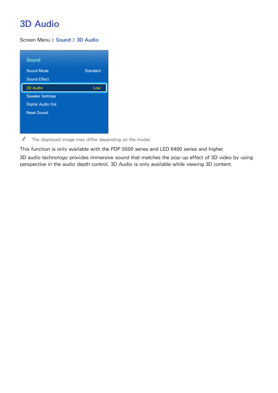 3d audio | Samsung UN60F6350AFXZA User Manual | Page 93 / 170