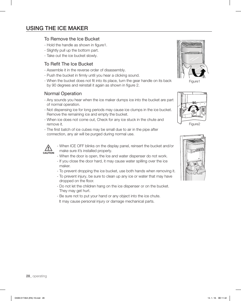 Using the ice maker, Normal operation | Samsung RSG257AAWP-XAA User Manual | Page 28 / 32