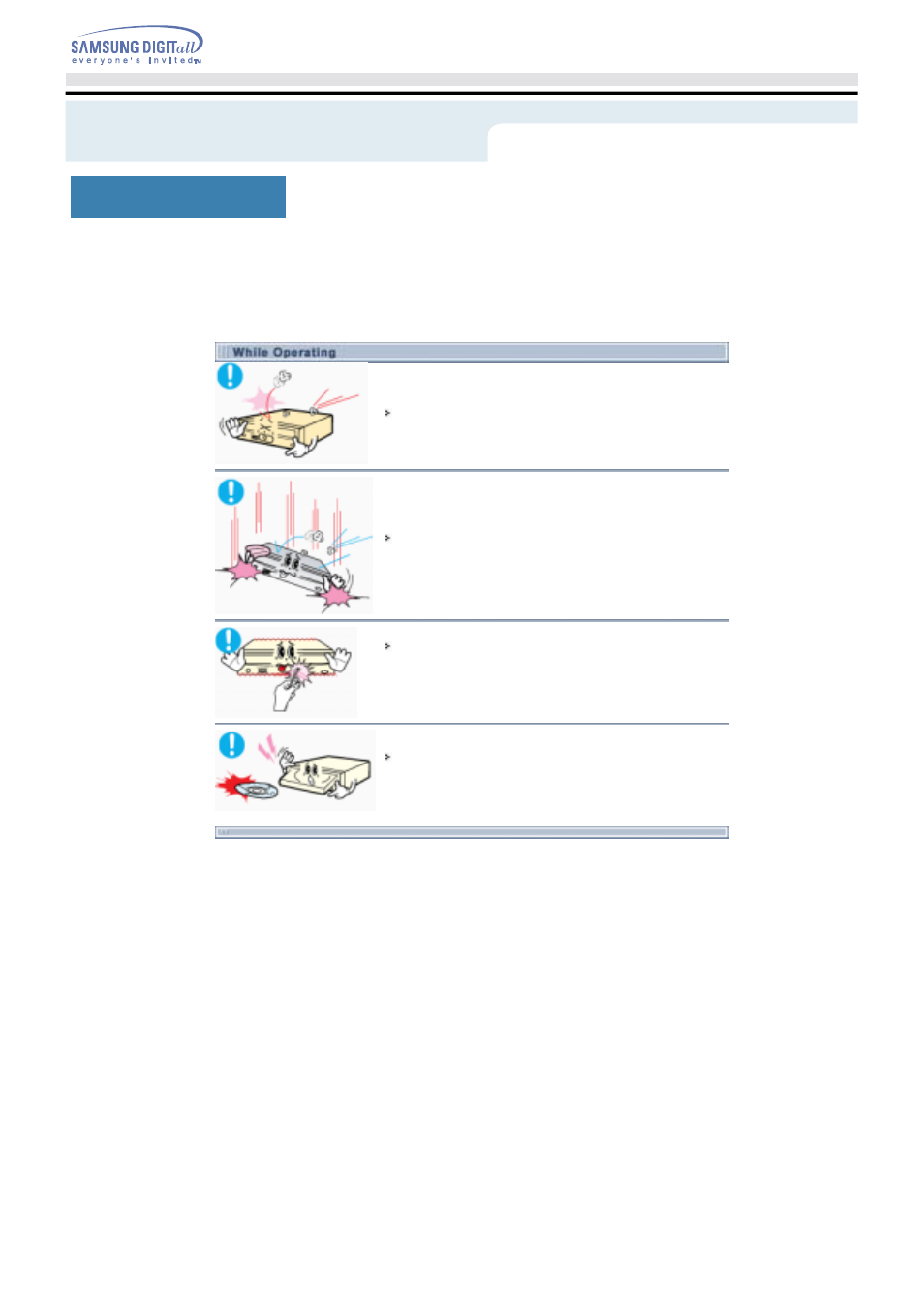 While operating, Safety precautions | Samsung SD-616EEPS User Manual | Page 5 / 20